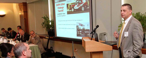 NEMPA’s second technology presentation at MIT drew speakers and audience from across the USA.  The self-guided car, will enable (or force) us to become passengers behind our own steering wheels, free to snack, doze, read, text and surf the Web while the car takes us over the river and through the woods 'to Grandmother’s house...'