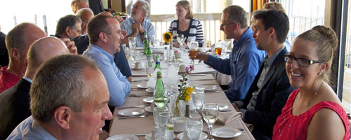 Eighteen NEMPA members and Ford staffers gathered at the Venezia Restaurant on the Boston waterfront on August 16 for an informal evening with Eric Kuehn, chief engineer for Ford’s Global Electrified Programs. 