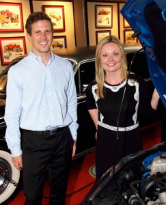 Ford’s Aaron Miller and Lisa Schoder in one of Automotion’s galleries.