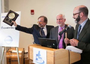 L to R: John Lawlor; Paul Parravano, of MIT’s Office of Government and Community Relations, this year’s Charlie Dole High Road Award winner; and Craig Fitzgerald. 