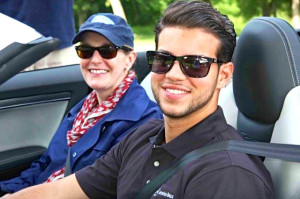Paula Constantine (Providence Journal, NEMPA) and Eric Cruz (Mercedes-Benz/ESI) in the Audi S5 cabrio.
